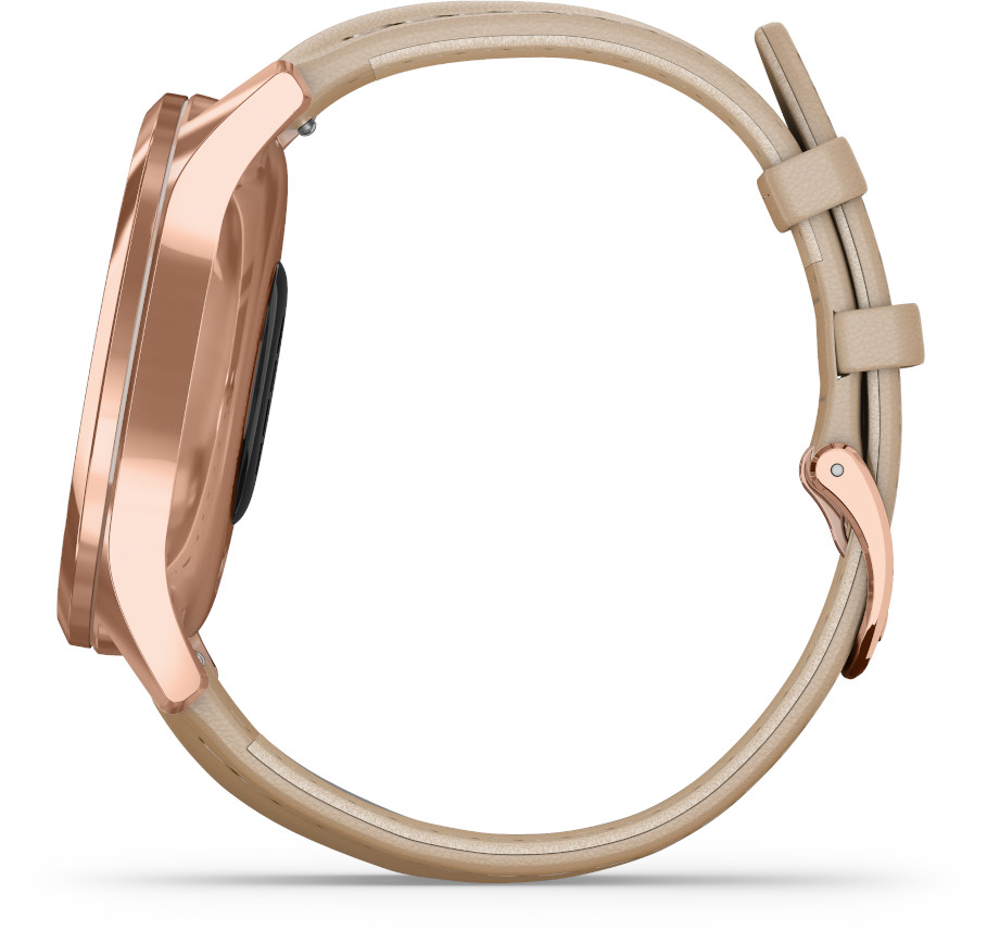 Garmin Vivomove Luxe Light Sand Leather And 18k Rose Gold Hybrid