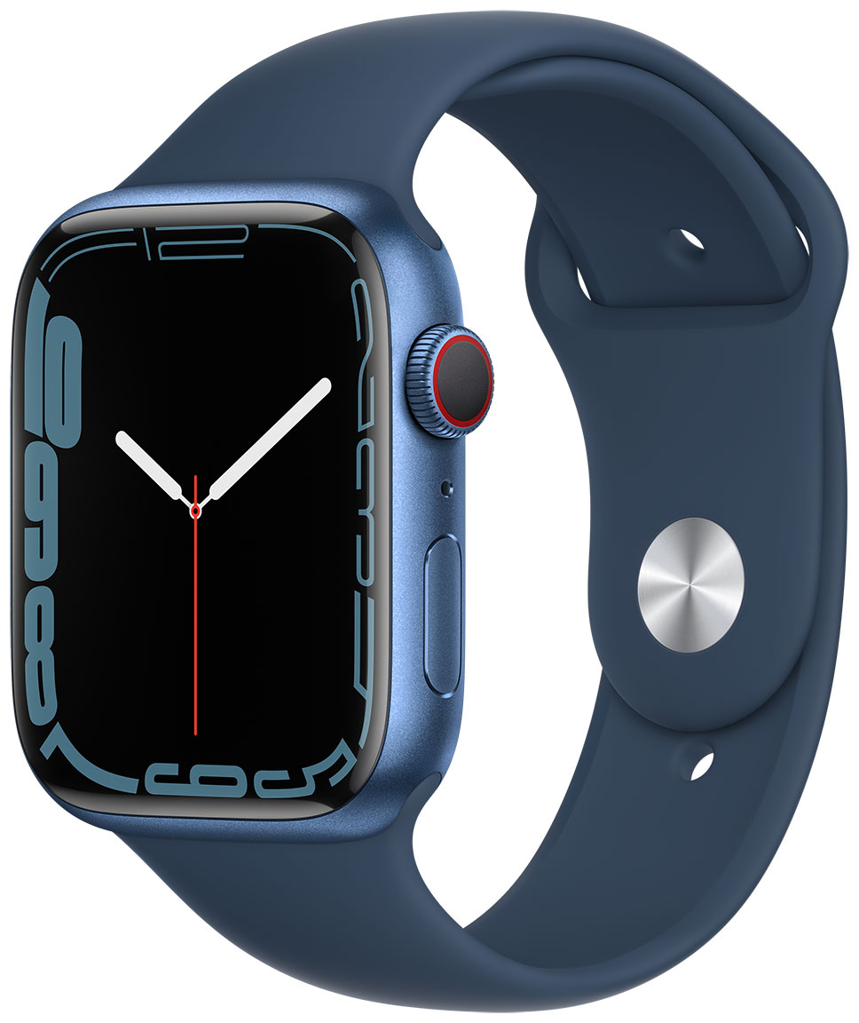 Apple Watch Series 7 GPS + Cellular blå aluminiumboett 45 mm bläckblå  sportband MKJT3KS/A