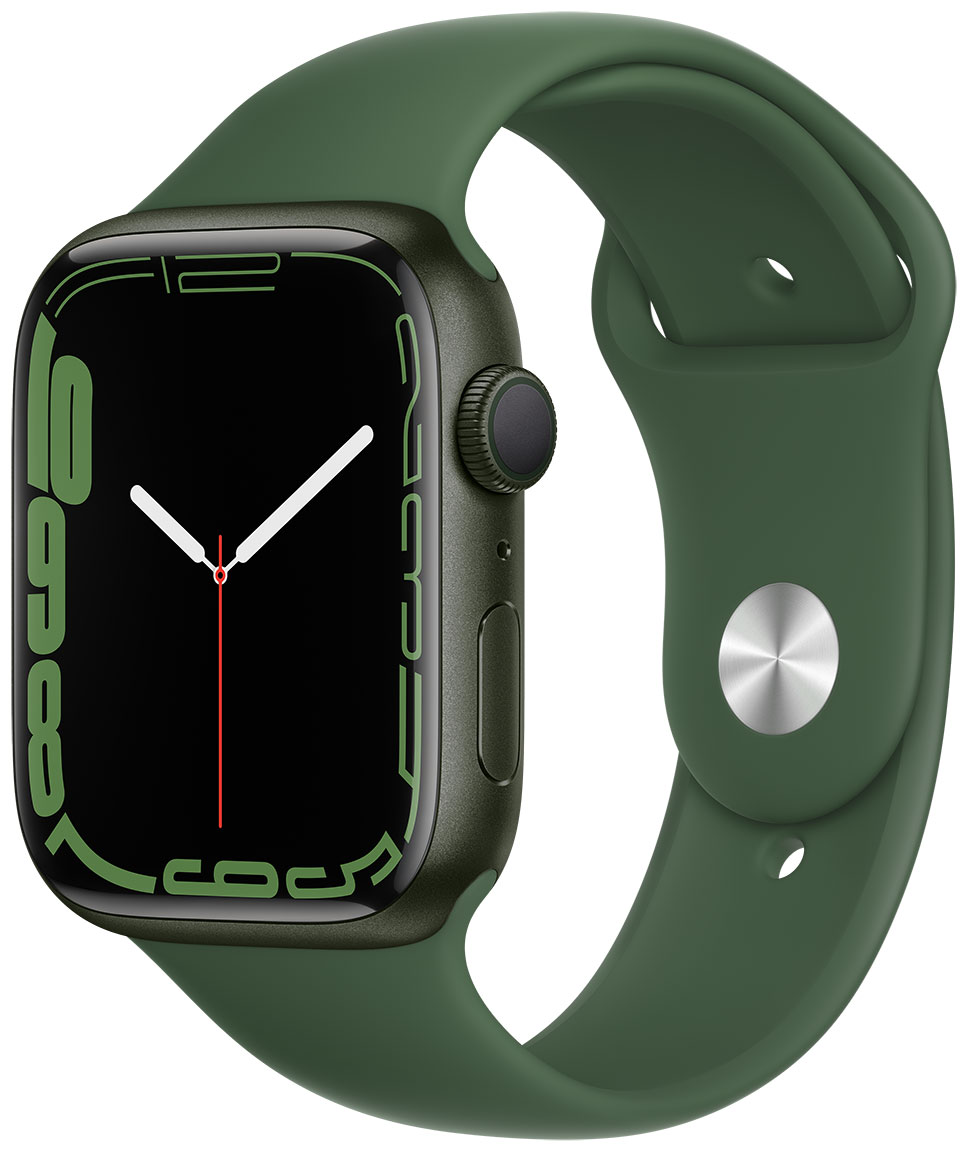 Apple Watch Series 7 GPS grön aluminiumboett 45 mm klöver sportband  MKN73KS/A